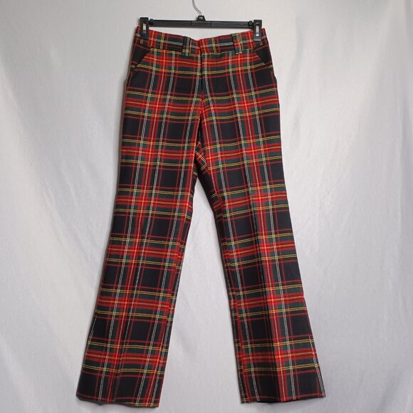 Vintage MUSE'S Pants Men's 30x30 Wool Tartan Plaid Straight Leg 80's Y2K Goth - Picture 3 of 10